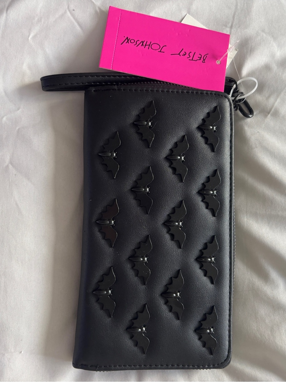 Betsey Johnson Black Bat Embellished Wristlet Clutch